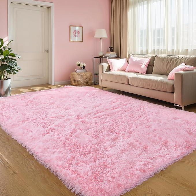 KCHOWUA Pink Fluffy Fuzzy Small Area Rugs - Image 7
