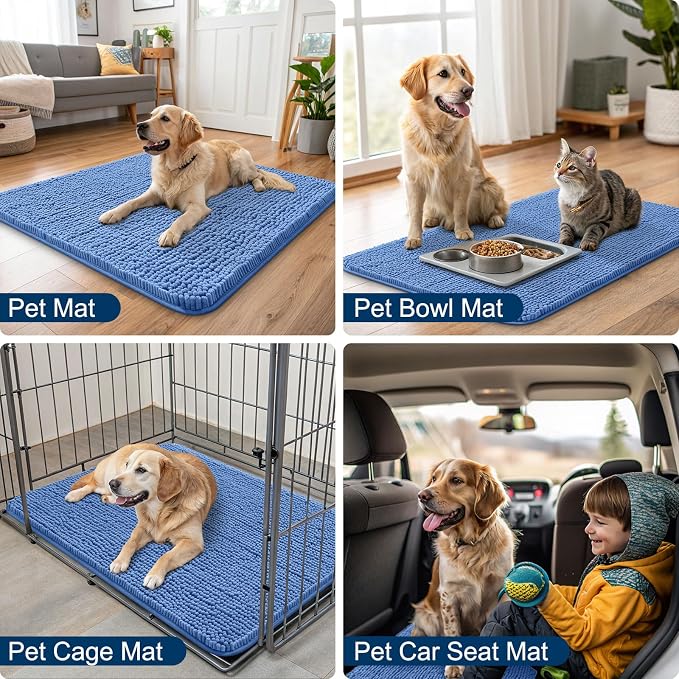 Smiry Dog Door Mat for Muddy Paws 30x20, Absorbent Dirt Trapper, Non-Slip - Image 6