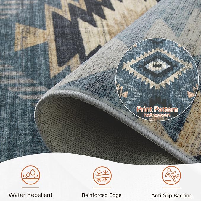 BESTSWEETIE Area Rug 6x9 Rug Machine Washable Rug Non-Slip Low Pile Print - Image 3