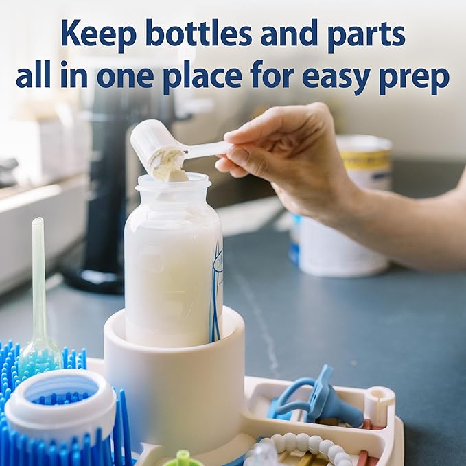 Dr. Brown's 2-in-1 Dry & Prep Silicone Mat, Silicone Baby Bottle Drying Mat with Removable Pegs for Baby Essentials, Built-in Bottle Prep, BPA-Free