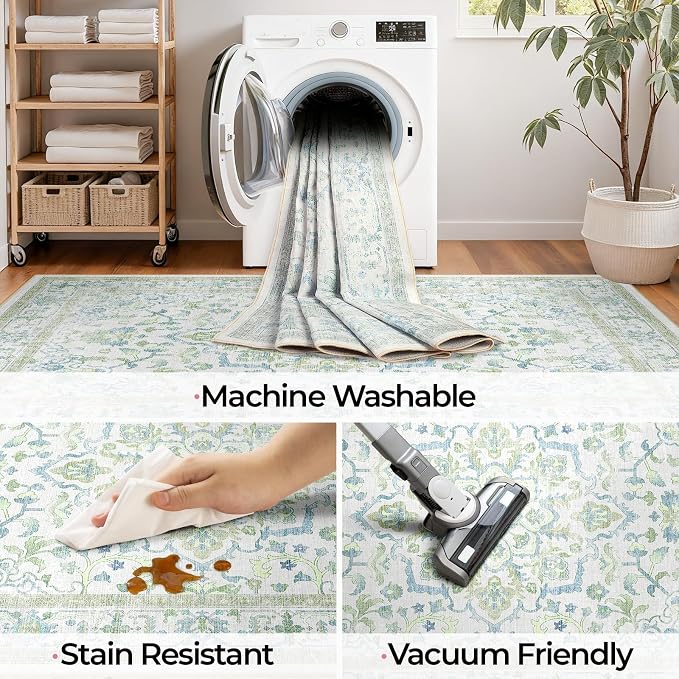 CAPALOCA Machine Washable Rugs Nursery Rug 3x5 Cute Girl Non Slip Low Pile - Image 4