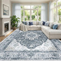 RELEANY Area Rugs Large 10'x14' Washable Non-Slip, Floral Vintage Distress by RELEANY