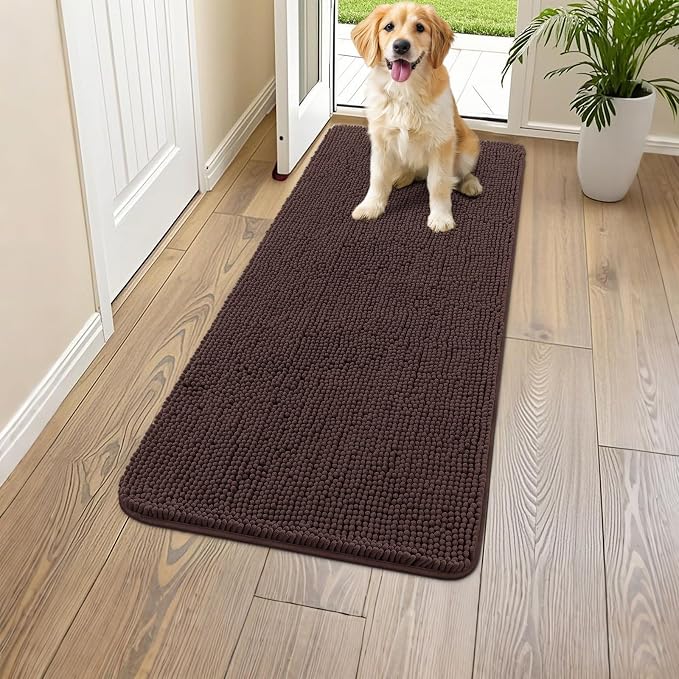 Smiry Dog Door Mat for Muddy Paws 44x24, Absorbent Dirt Trapper, Non-Slip by Smiry