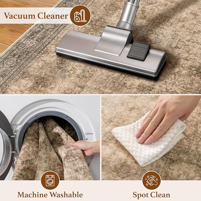 LIANLAM 2x6 Washable Area Rug, Vintage Boho Traditional Pattern, Non-Slip Stain - Image 6