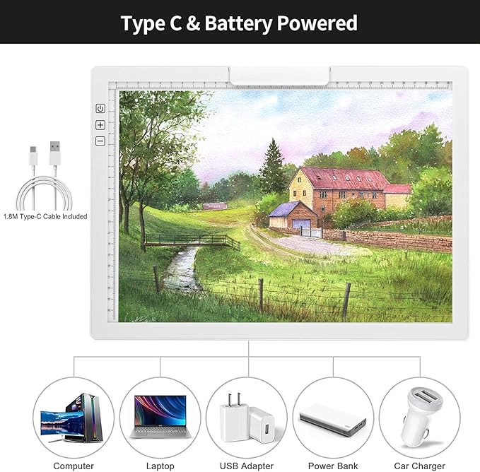 KOBAIBAN Wireless A4 LED Light Pad with Innovative Stand, Top Clip, Stepless/ 6-Level Dimmable Brightness Rechargeable tracing Light Box/Board for Cricut Weeding Vinyl, Diamond Painting, HTV (White)