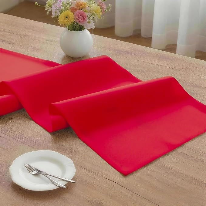 MEANMOY Red Table Runner 60 Inches Long Waterproof Washable Table Runners | - Image 3