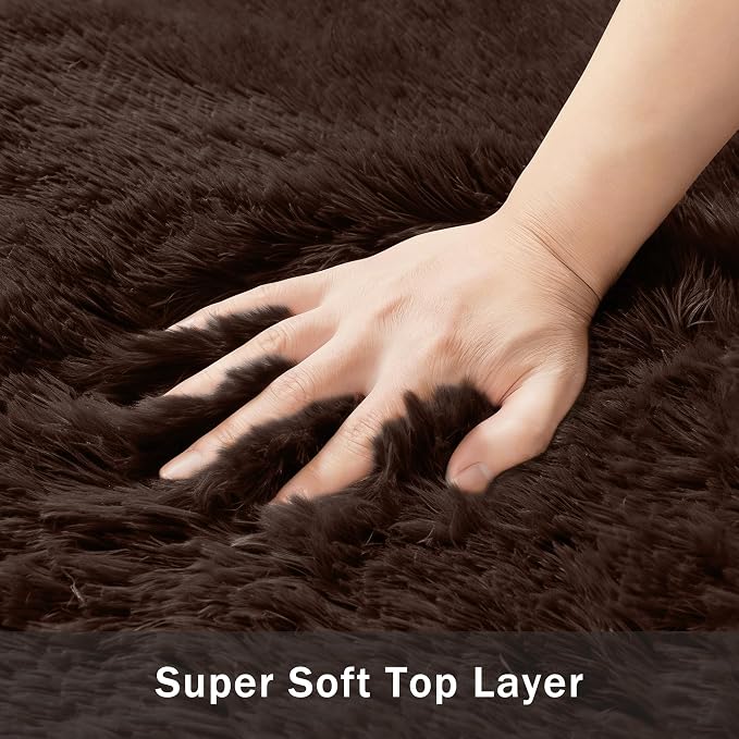 5x8 Area Rug for Living Room:Ultra Soft Fluffy Shag Brown Rugs, Large Fuzzy - Image 5