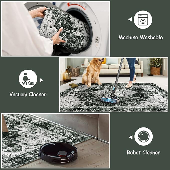 Moynesa Ultra-Thin Washable Vintage Runner Rug - Image 5
