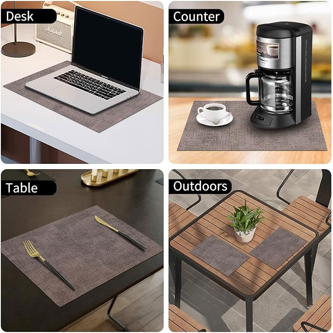 Faux Leather Heat Resistant Placemats 4 Packs, Waterproof Wipeable Dining PU - Image 9