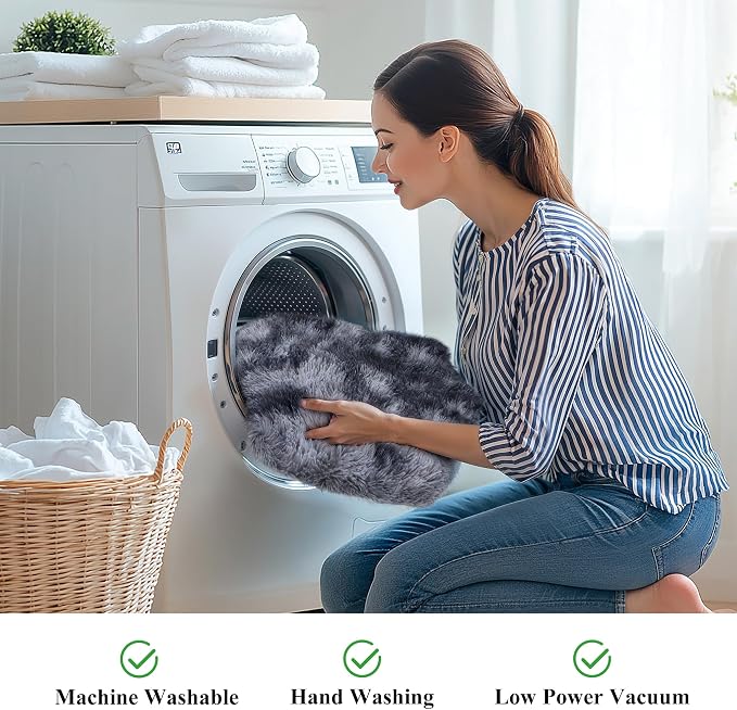 2x6 Dark Grey Fluffy Shag Rug for Bedroom, Soft Plush Fuzzy Washable Floor Non - Image 6