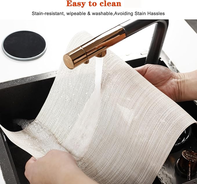 Placemats Set of 12, Vinyl PVC Heat Resistant Washable Placemats Set, Non Slip - Image 5