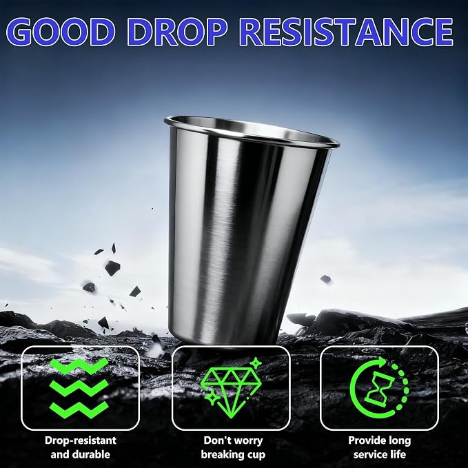 20oz 50PCS Stainless Steel Pint Cups, Reusable metal Cups, Drinking | Pint - Image 5