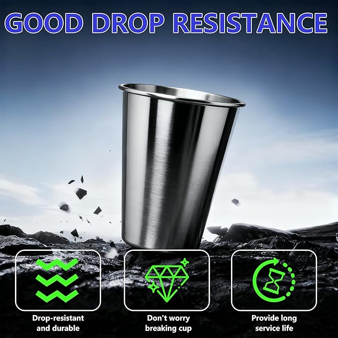 20oz 60PCS Stainless Steel Pint Cups, Reusable metal Cups, Drinking | Pint - Image 5