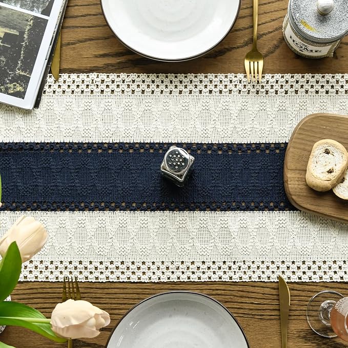 Artoid Mode Dark Blue Farmhouse Rustic Table Runner 12x72 Inch | Seasonal - Image 3