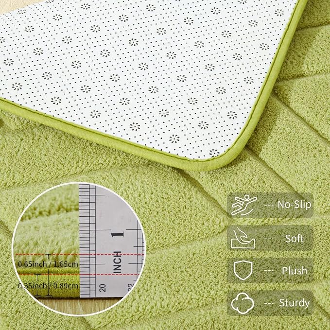 6x9 Green Washable Area Rug for Bedroom Living Room, Modern Geometric Shag - Image 4