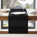 Linen Textured Border Table Runner, 14 x 36 Inch Black | Mitered Corner Design by ZEEMARTONLINE