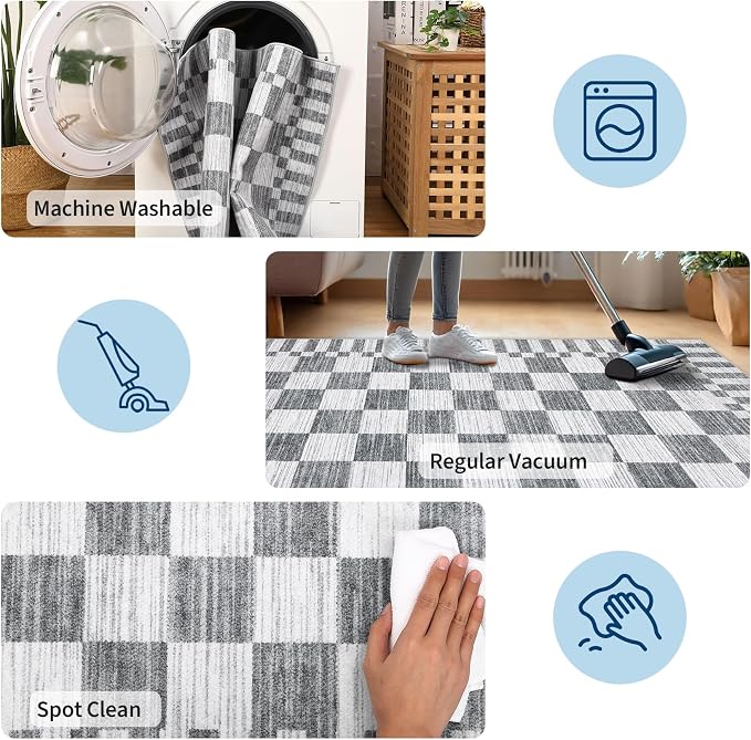 GarveeHome Grey Checkered Rug 5×7 Area Rugs - Image 7