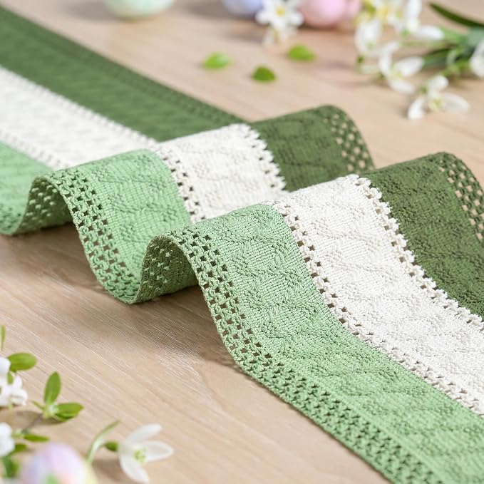 Artoid Mode Sage Beige Green Farmhouse Rustic Table Runner 12x108 Inch | - Image 6