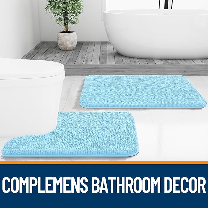 OLANLY Small Bathroom Rugs 24x16, Extra Soft Absorbent Chenille Bath Rugs - Image 7