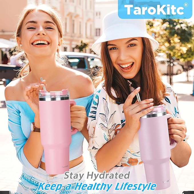 TaroKitc 40 oz Tumbler with Handle | Stainless Steel Insulated Insulated Travel - Image 7