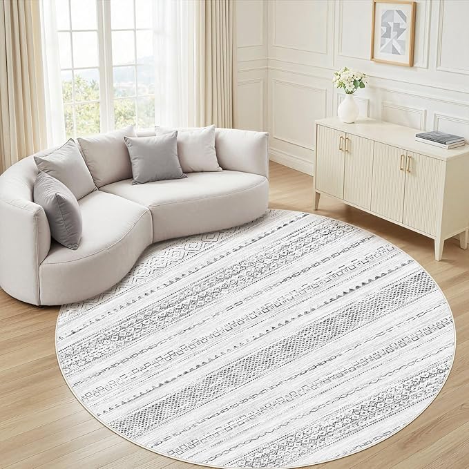 Nakagishi Area Rug Living Room Rugs: 4X4 Machine Washable Boho Large Neutral - Image 7