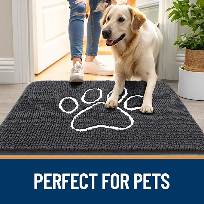 OLANLY Dog Door Mat for Muddy Paws 59x24, Paw Print Design, Absorbs Moisture - Image 6