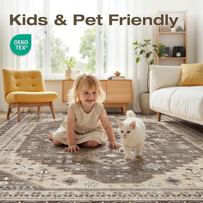 6x9 Washable Area Rug, Large Rugs - Image 4