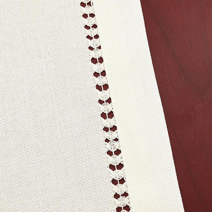 Grelucgo Handcrafted Solid Color Dining Table Runner, Double-Hemstitched - Image 2