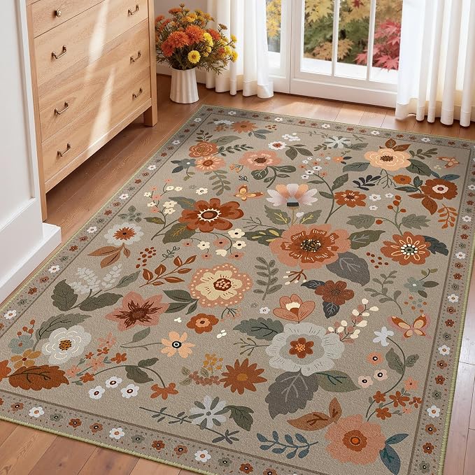 RELEANY Floral 3x5 Area Rugs Washable Print Boho Cute Carpet Non Slip Flower - Image 6