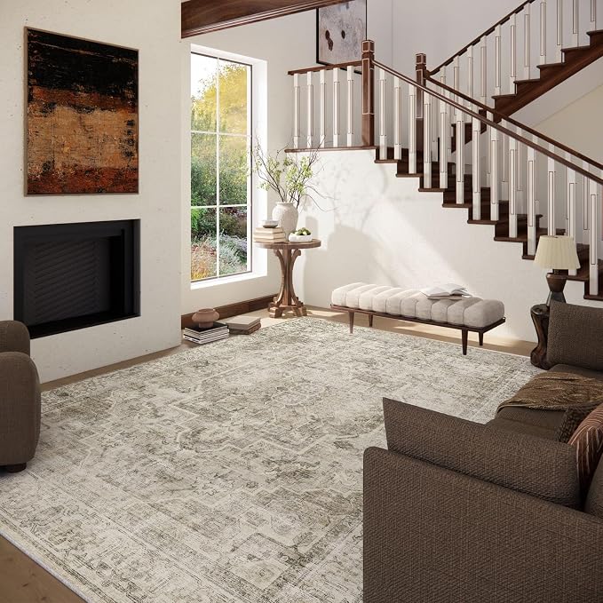 Washable Area Rugs for Living Room: 9x12 Bedroom Area Rugs Boho Vintage Rugs - Image 2