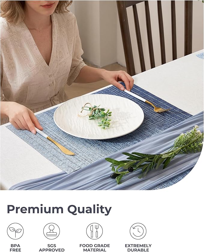 Leetaltree Gradient Blue Woven Placemats Set of 24 - Image 6