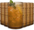 Amber Hobnail Drinking Glasses Set of 6, 15 oz Vintage Highball Glasses by JPPSUJJ