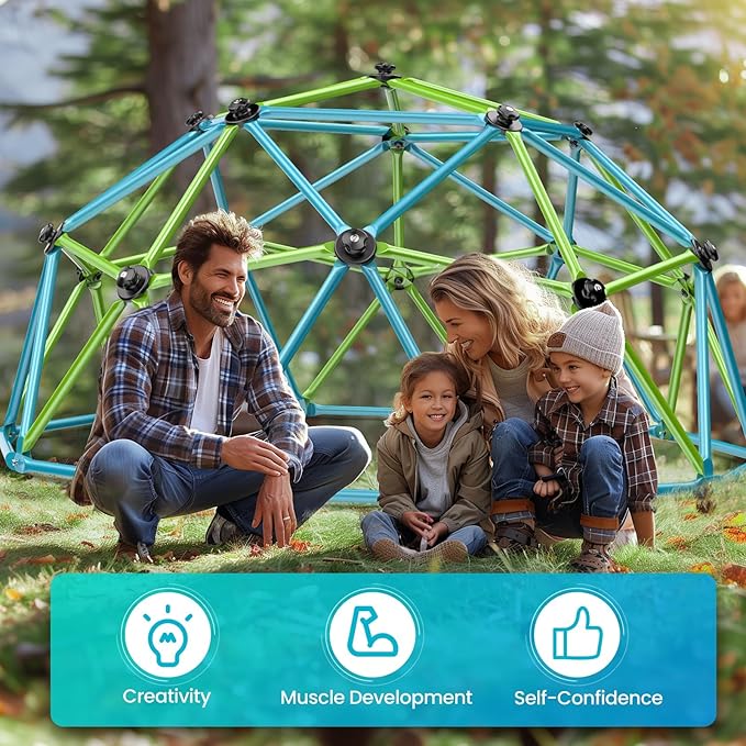 Easyego Climbing Dome, 10FT Jungle Gym with Swing for Kids 3 to 10 Outdoor Play Equipment, Supports 800lbs Toddler Play Set, Anti-Rust & Easy Assembly, Gift for Boys Girls