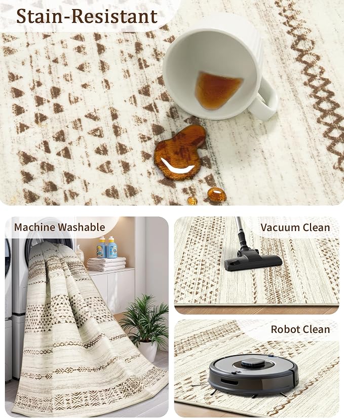 Miukiki 6x9 Area Rug for Living Room Moroccan Washable Rugs Non Slip Indoor - Image 4