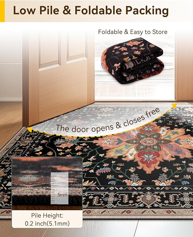 RELEANY Area Rugs Runner 2'x7' Washable Non-Slip, Floral Vintage Distress - Image 5