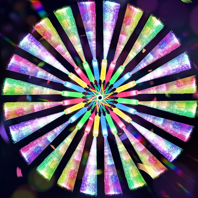 100 PCS Glow Fiber Wands Sticks,LED Light Wands,Glow in The Dark Party Supplies,Fiber Optic Wands,LED Flashing Sticks,Fiber Optic Light Wand Stick for Party,Wedding,New Year Party Favors