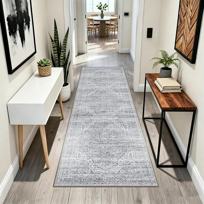 Kitchen Runners Rug 2.5x8 with Non-Slip Backing, Vintage Washable Runner Rugs - Image 8