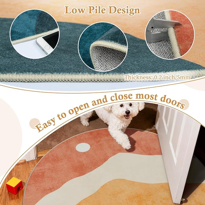Mountain Round Rugs 8ft, Abstract Circle Rug - Image 3