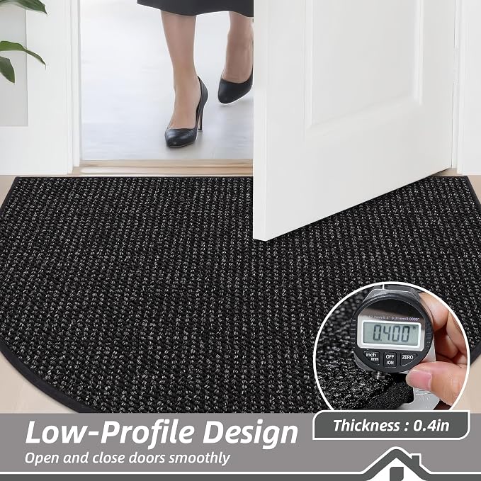 BEQHAUSE Dirt Trapper Door Mat 17" x 30" Half Circle Non Slip Washable Doormats - Image 5