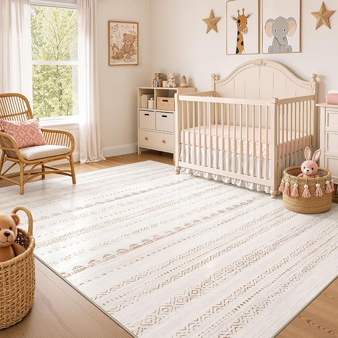 Nakagishi 10x14 Area Rugs Living Room: Washable Boho Large Neutral Modern Soft - Image 7