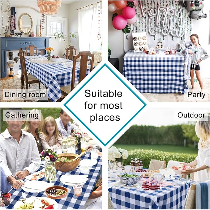 Checkered Tablecloth Rectangle, 60 x 140 Inch - Image 2