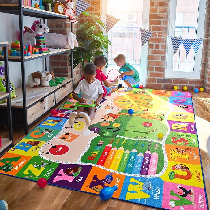5x7 Playroom Rugs for Kids Washable, Educational and Fun Playmat - Image 3