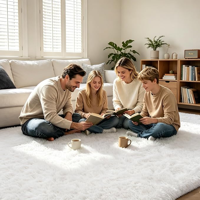 Shag Area Rugs for Bedroom Living Room, 4X6 Ultra Soft White Fluffy Area Rugs - Image 2