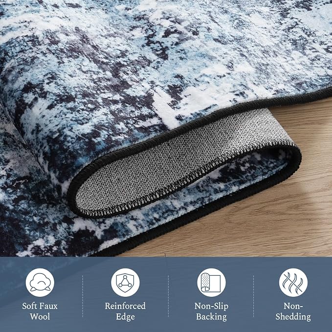 Rugflix 6x9 Area Rugs for Living Room, Washable Large Rug Stain-Resistant Low - Image 7