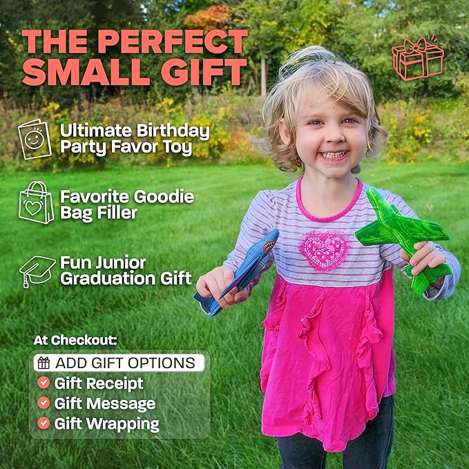 Foam Airplanes - Stocking Stuffers for Kids All Ages 4 5 6 7 8 9 10 Year Old - Best Toy Gift - Boy Toys Stocking Stuffer Gifts - Air Plane Gift Idea - Easter Basket Gifts for Boys & Girls Party Favors