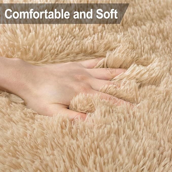 2x8 ft Beige Runner Rugs for Bedroom Living Room, Soft Plush Fluffy Throw Rug - Image 5