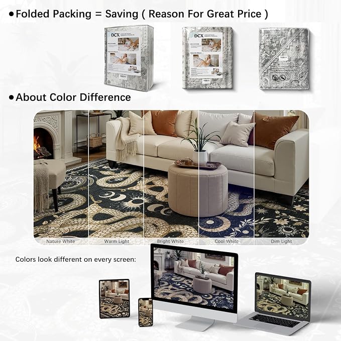 DCX Washable 3x5 Snake Rug, Soft Low Pile Carpet, Kid & Pet Friendly - Image 8