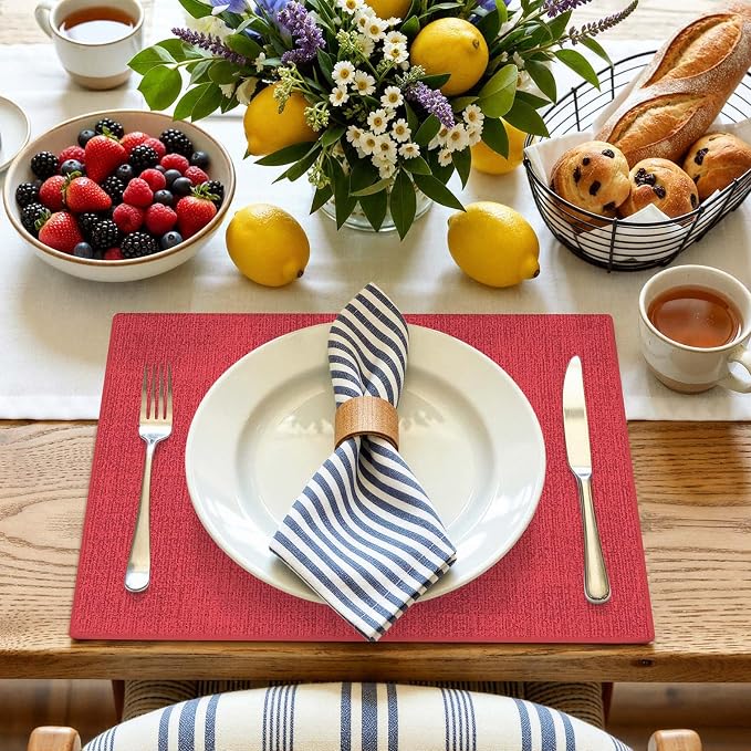 Faux Leather Heat Resistant Placemats 8 Packs, Waterproof Wipeable Dining PU - Image 8