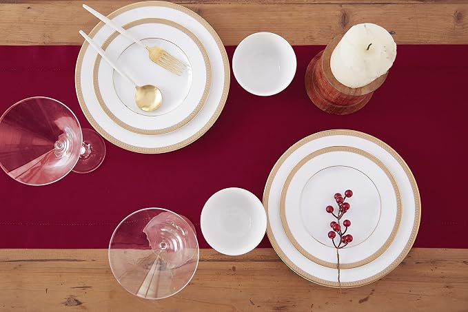 Solino Home Cotton Linen Table Runner Red, Hemstitch Collection 14 x 120 in | - Image 3