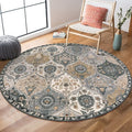 Lahome Moroccan Washable Round Area Rug, Soft Vintage Round Rug 3ft, Distress by Lahome